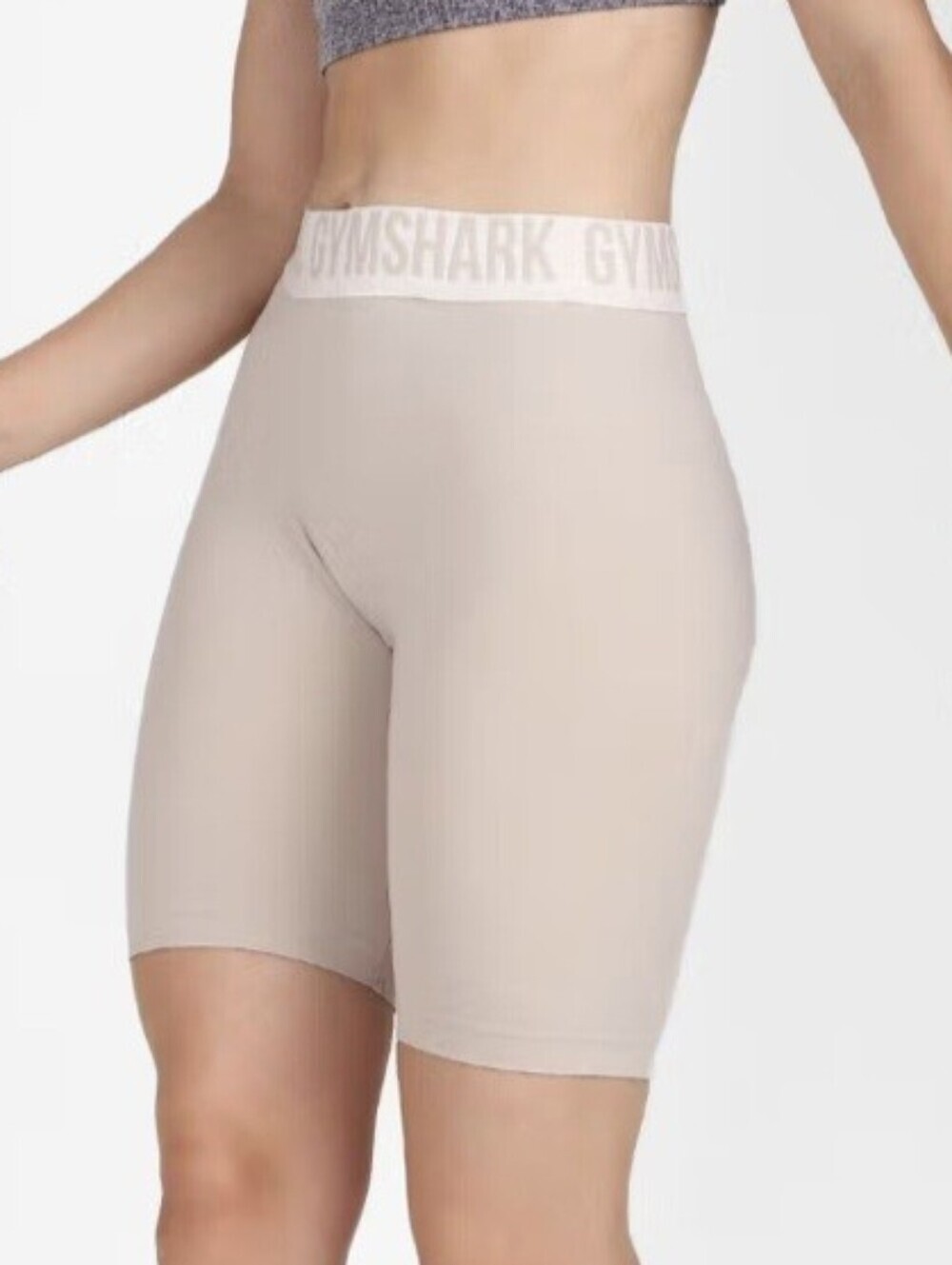 Gymshark Women’s High-Rise Nude Beige Bike Shorts Size M.